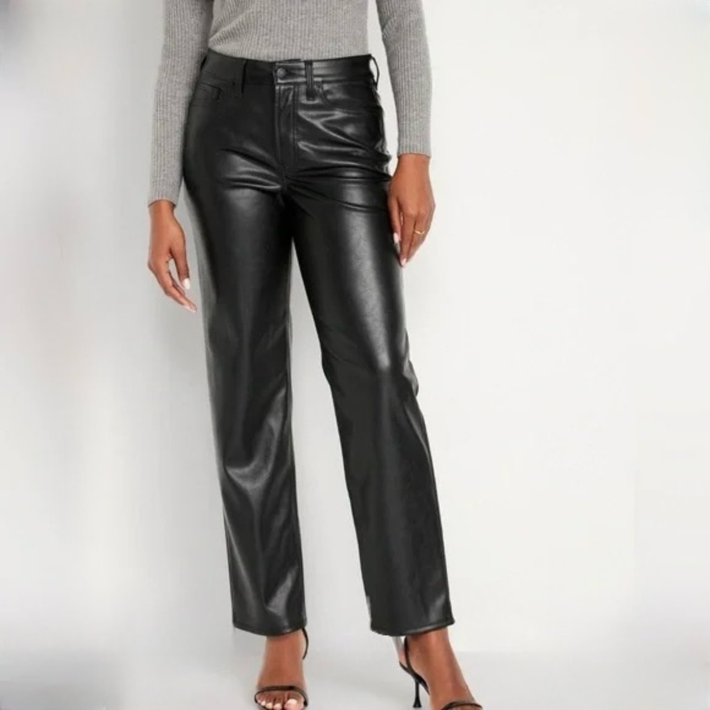NWT Bleu Denim Anthropologie Black Faux Leather Pants - Picture 2 of 6